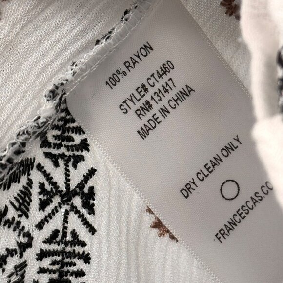 Blue Rain Womens Boho Top size medium Black White & Brown embroidered - Picture 2 of 11